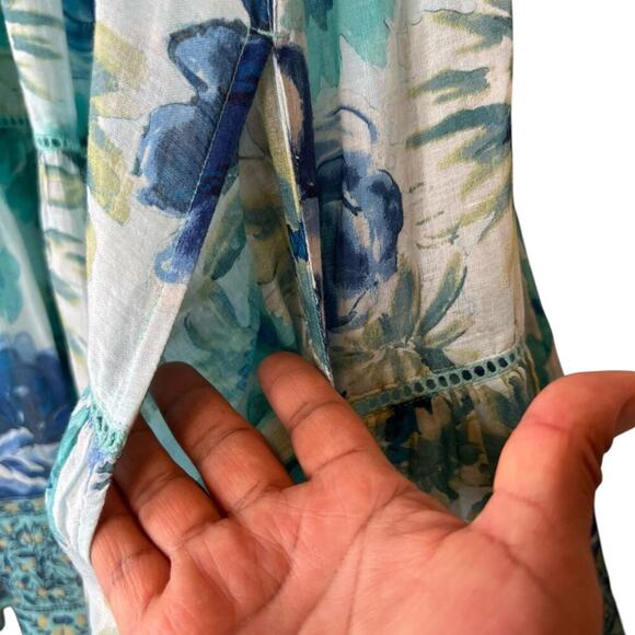 SUNDANCE Floral Ruffle Lace Fields Of Beauty Turquoise Dress Size XXL - Picture 11 of 16